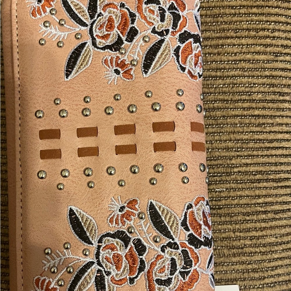 Wristlet Purse/Pinkish Tan Faux Leather